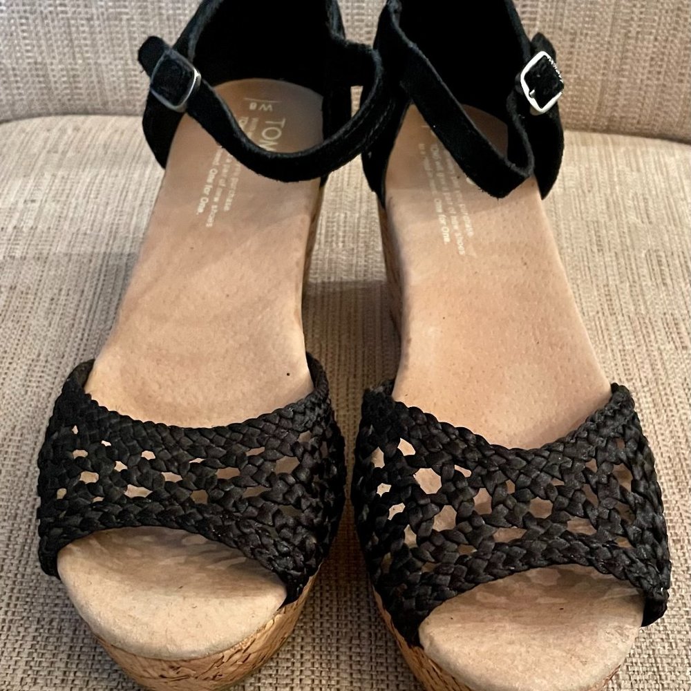 Toms Black wedge sandal 8 Women